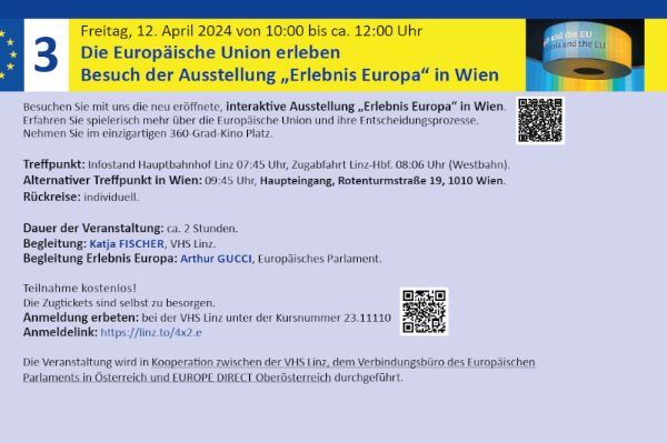 Einladung zur interaktiven Ausstellung „Erlebnis Europa“ in Wien