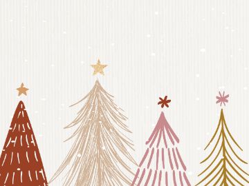 4 stilisiert gezeichnete Christbäume