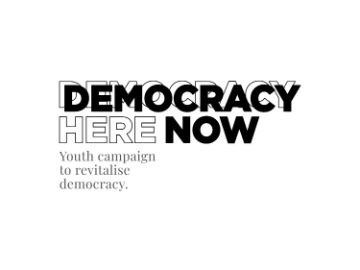 Logo Kampagne democracy here. democracy now