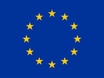 Europaflagge: Kreis aus zwölf goldenen Sternen auf blauem Hintergrund.