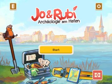 Startbildschirm von „Jo & Rubi: Archäologie am Hafen“
