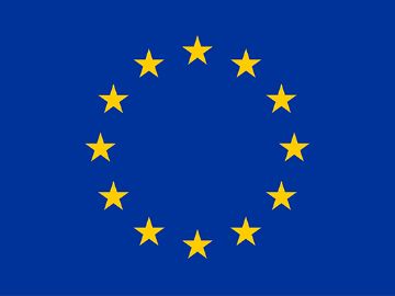 Europaflagge: Kreis aus zwölf goldenen Sternen auf blauem Hintergrund.